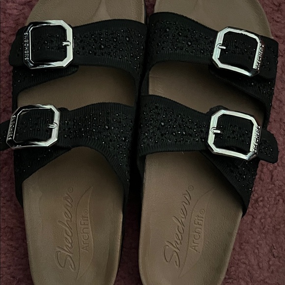 Skechers Black Sandals with Silver Accents - Picture 3 of 4